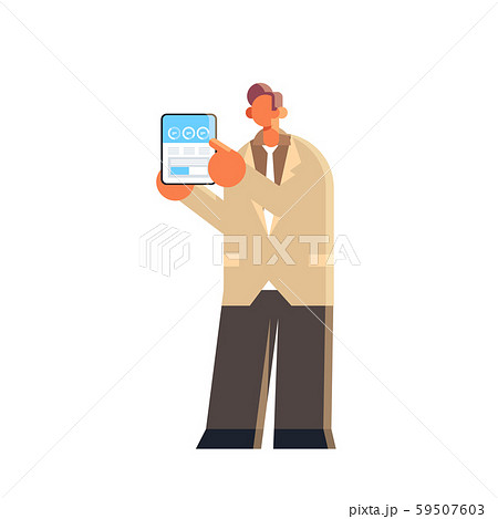 businessman holding tablet with financial diagram business man presenting statistic data report male 59507603