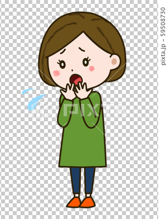 困惑する女性 ポーズ イラストのイラスト素材