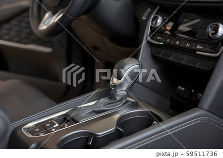 Interior of new car with automatic transmission. Interior of new car with automatic transmission. 59511736