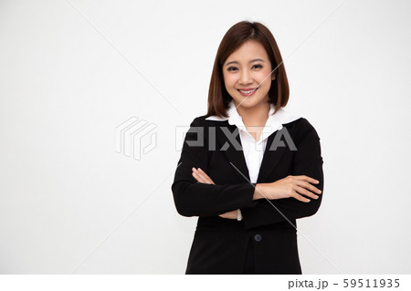 Portrait of successful business asian women in black suit 59511935