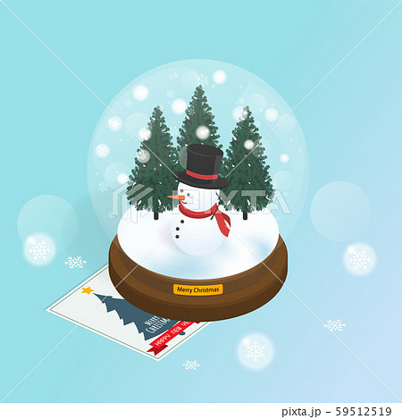 isometric snow globe christmas tree vector 59512519