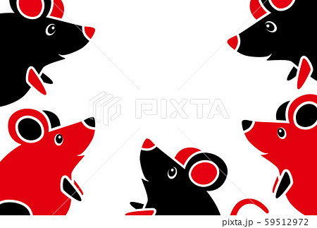 赤黒ねずみイラスト、たくさん、文字なし 赤黒ねずみイラスト、たくさん、文字なし 59512972