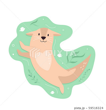 Funny poster with cute adorable dancing otter. 59516324