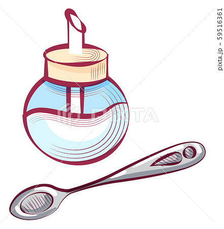 Container with Sugar and Spoon Teaspoon Vector 59516361