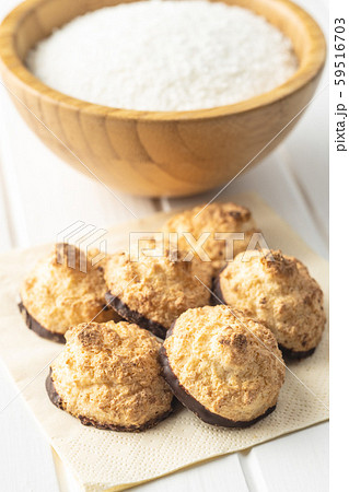 Coconut cookies with chocolate. 59516703