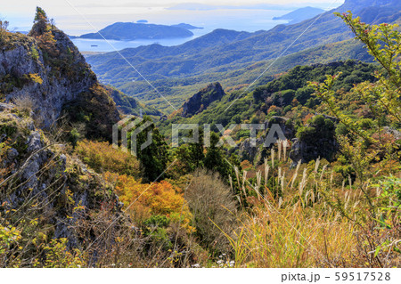 小豆島 寒霞渓 紅葉の写真素材