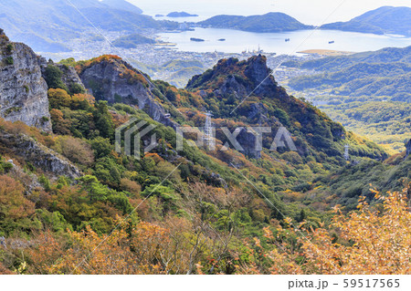 小豆島 寒霞渓 紅葉の写真素材