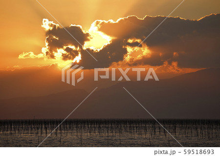 大牟田市 三池港 夕日、 大牟田市 三池港 夕日、 59518693