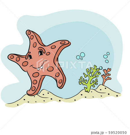 Starfish. Cartoon starfish vector illustration. Sea animal Starfish isolated on a white background. Starfish. Cartoon starfish vector illustration. Sea animal Starfish isolated on a white background. 59520050