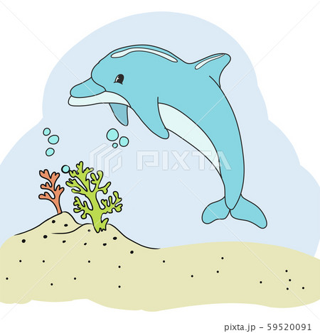 Vector illustration, cute dolphin cartoon swim. 59520091