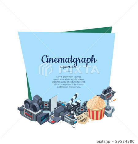 Vector cinematograph isometric elements of set illustration Vector cinematograph isometric elements of set illustration 59524580