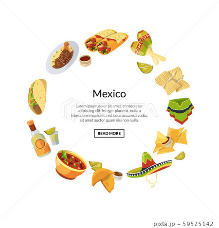 Vector cartoon mexican food in circle shape... - Stock Illustration  [59525142] - PIXTA