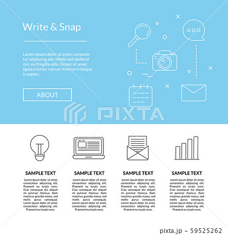 Vector line blog icons landing page template illustration Vector line blog icons landing page template illustration 59525262