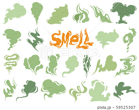 Bad smell. Steam smoke clouds of cigarettes or expired old food vector cooking cartoon icons 59525307
