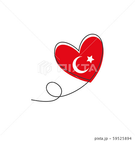 Heart shaped balloon in continuous drawing lines and glitch red heart in a flat style in continuous 59525894