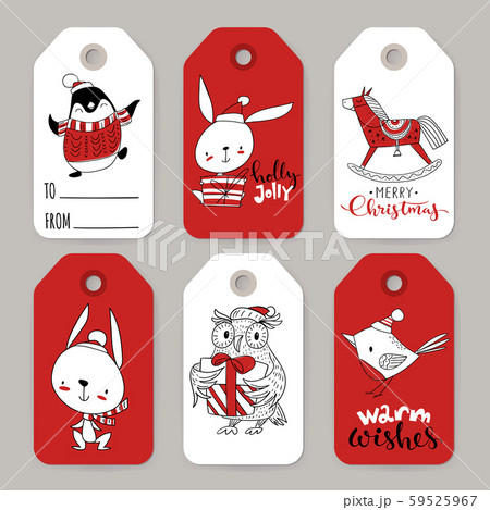 Six vector winter sale Christmas tags with cartoon characters Six vector winter sale Christmas tags with cartoon characters 59525967