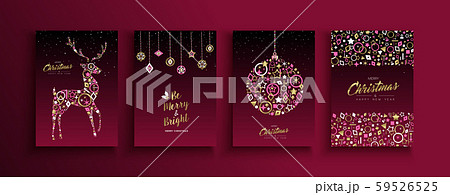Christmas New Year red gold abstract shape set Christmas New Year red gold abstract shape set 59526525