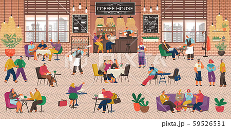 Coffee House Coffeehouse with Barista and Clients 59526531