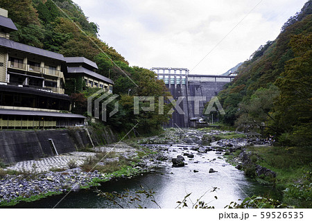 湯原温泉郷 温泉街 名泉砂湯 岡山県真庭市の写真素材