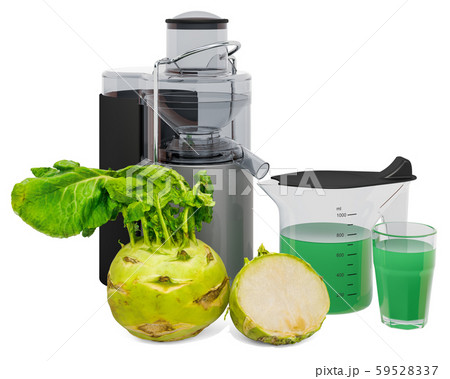 Kohlrabi juice with electric juicer 59528337