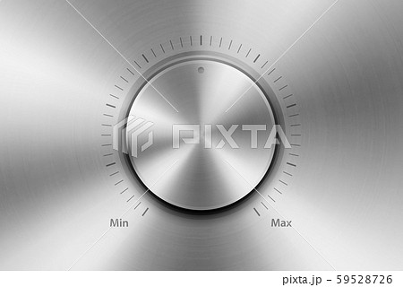 Realistic Metallic Steel Chrome Silver Knob. Design Template of Metal Textured Circle Button Closeup Realistic Metallic Steel Chrome Silver Knob. Design Template of Metal Textured Circle Button Closeup 59528726