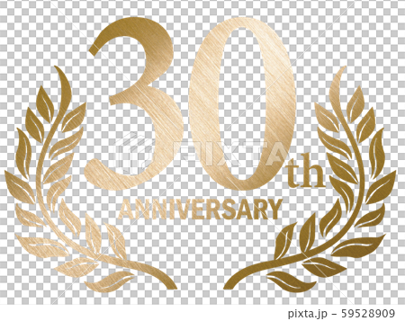 金色金屬週年紀念徽標，具有月桂色髮際線紋理_30週年_Anniversary 59528909