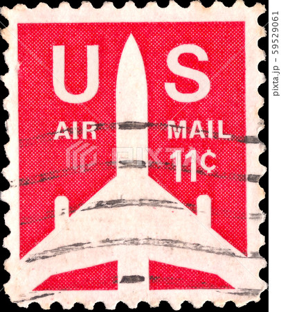 A stamp printed in the USA dedicated to airmail of 59529061