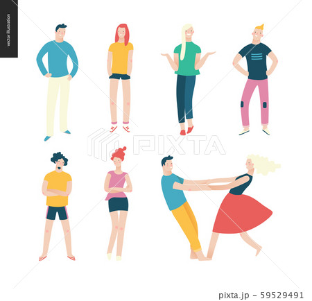 Bright people portraits set - young men and women 59529491