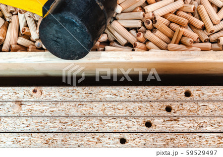 Carpentry workshop, work processes, tools and workpieces 59529497