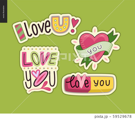 Set of contemporary girlie Love You letter logo 59529678