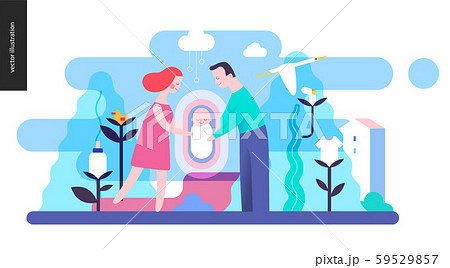 Reproduction - a family with a baby 59529857