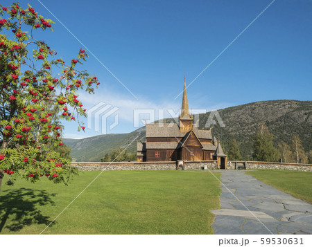 Norwegian traditional medieval wooden stave church of Lom also called the post church and palisade Norwegian traditional medieval wooden stave church of Lom also called the post church and palisade 59530631