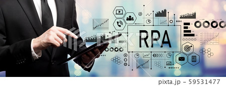 Robotic process automation concept with businessman 59531477