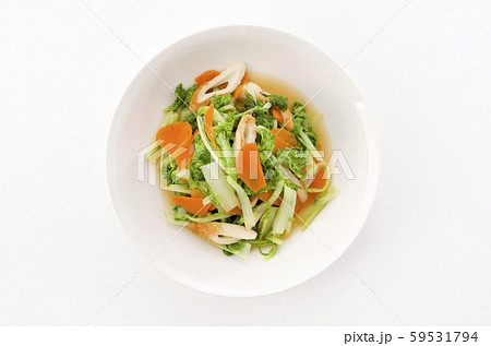 山東菜の炒め物の写真素材