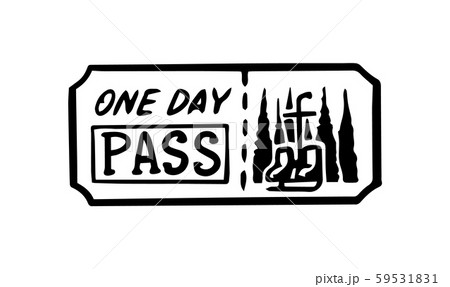 Vintage ticket. Pass for the winter camp. Card template with Christmas trees and calligraphic Vintage ticket. Pass for the winter camp. Card template with Christmas trees and calligraphic 59531831