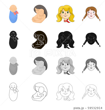Isolated object of girl and boy sign. Set of girl and school stock vector illustration. Isolated object of girl and boy sign. Set of girl and school stock vector illustration. 59532914