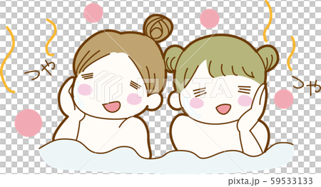 女性　２人　温泉　旅行　スキンケア　上半身　美容　肌　つやつや　キラキラ　ピカピカ　美肌　女子 59533133