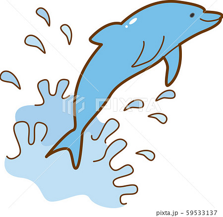 イルカショー イルカ 水族館 可愛い 飛ぶ 水しぶき シンプルのイラスト素材 59533137 Pixta