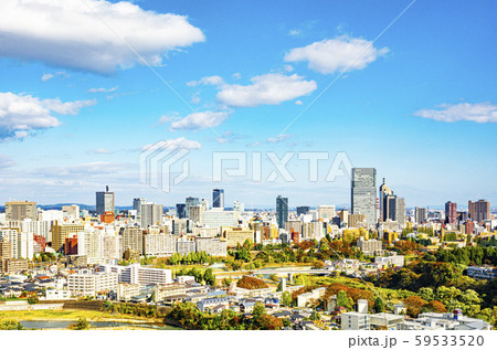 秋の仙台市全景 59533520