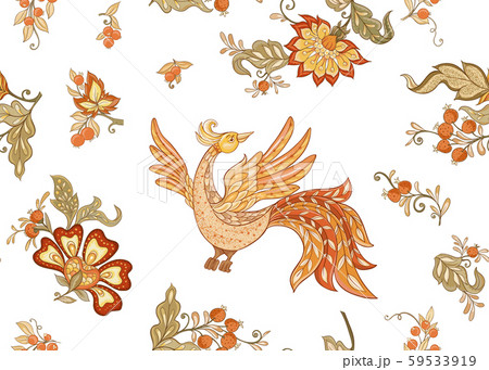 Fantasy floral seamless pattern in jacobean embroidery style 59533919