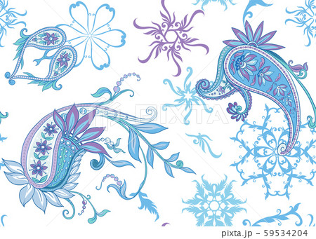 Pattern with traditional paisley. Floral vector Pattern with traditional paisley. Floral vector 59534204