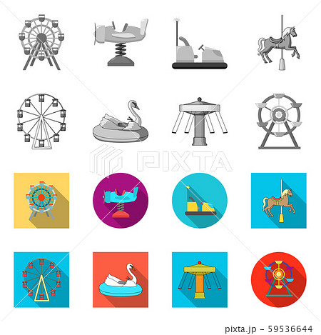 Isolated object of fun and horse icon. Set of fun and circus vector icon for stock. Isolated object of fun and horse icon. Set of fun and circus vector icon for stock. 59536644