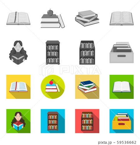 Isolated object of library and textbook symbol. Set of library and school vector icon for stock. 59536662
