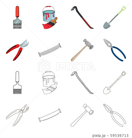 Isolated object of tool and construction sign. Set of tool and carpentry vector icon for stock. 59536713