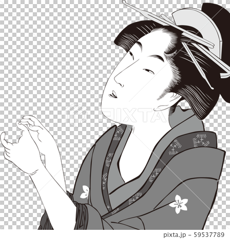 Ukiyoe Female 56 Black and White Ukiyoe Female 56 Black and White 59537789