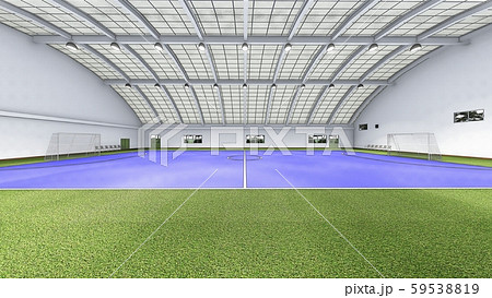 フットサルコート　サッカー　屋内　体育館　工場　床青　イラスト60 59538819