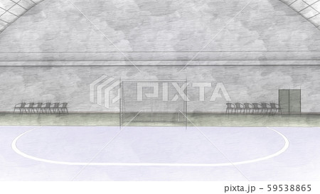 フットサルコート　サッカー　屋内　体育館　工場　床青　イラスト37 59538865