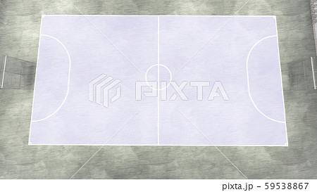 フットサルコート　サッカー　屋内　体育館　工場　床青　イラスト35 59538867