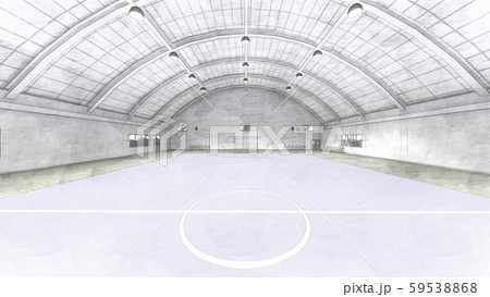 フットサルコート　サッカー　屋内　体育館　工場　床青　イラスト34 59538868