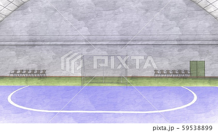 フットサルコート　サッカー　屋内　体育館　工場　床青　イラスト27 59538899